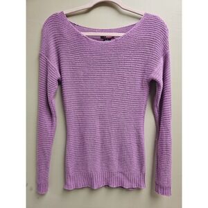 Say What Sweater Womens Small Purple Pullover Knit Long Sleeve Soft Lightweight